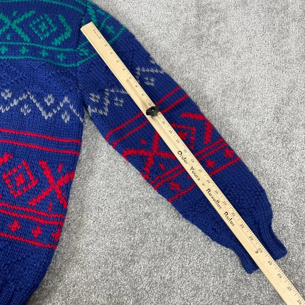 Vintage‎ IZOD Sweater Mens Large Wool Ski Chunky Knit Grandpa Geometric 80s 90s
